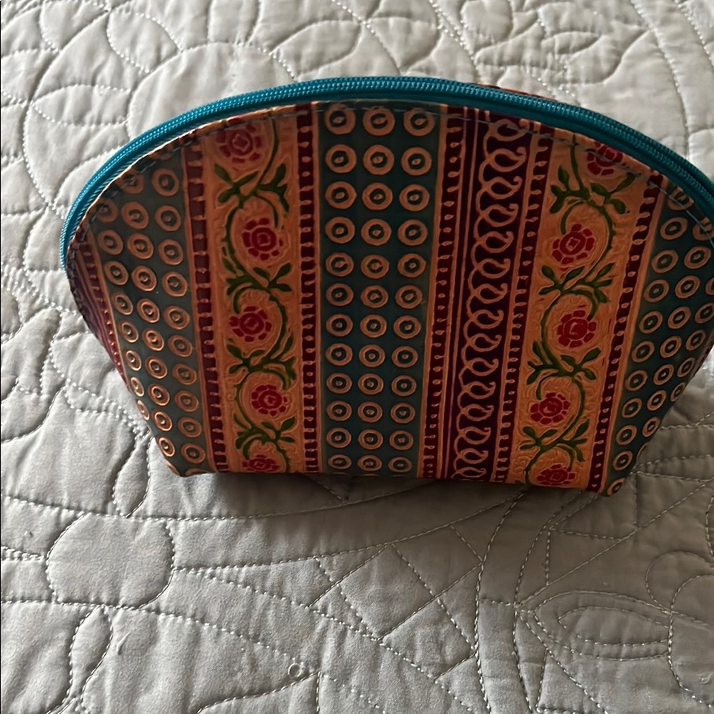 Floral Striped Cosmetic Bag from India